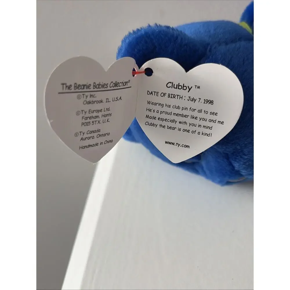 Ty Beanie Baby Clubby the Royal Blue Bear New With Tags 1998 Stuffed Animal Toy